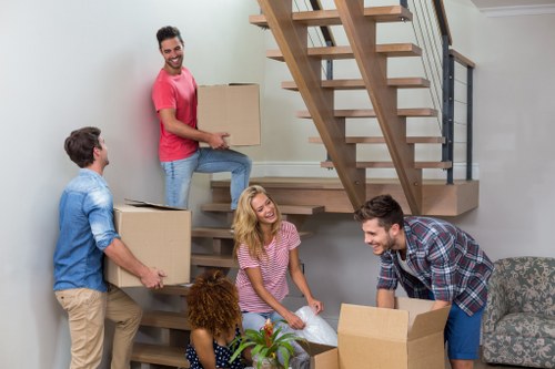 Household storage setup in an Elmstead home living space