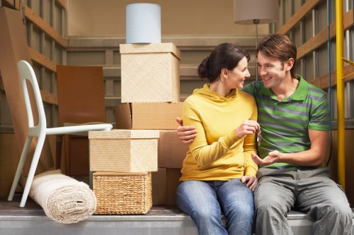 A clean and spacious storage area used for organization